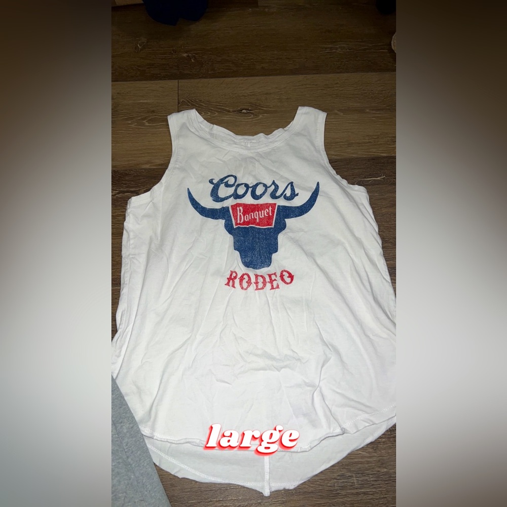 large white “coors light rodeo” tank top